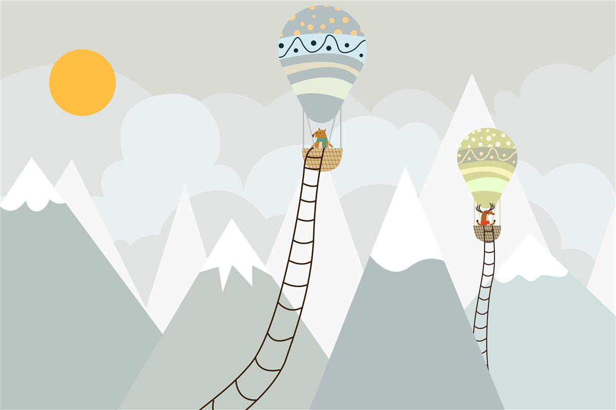 Fototapeta istoty biologiczne zapakowane w balony otoczone górami