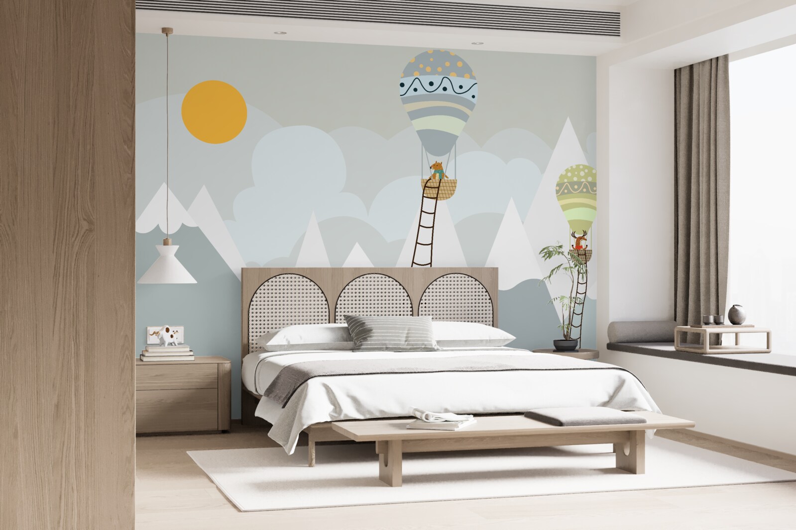 Fototapeta istoty biologiczne zapakowane w balony otoczone górami