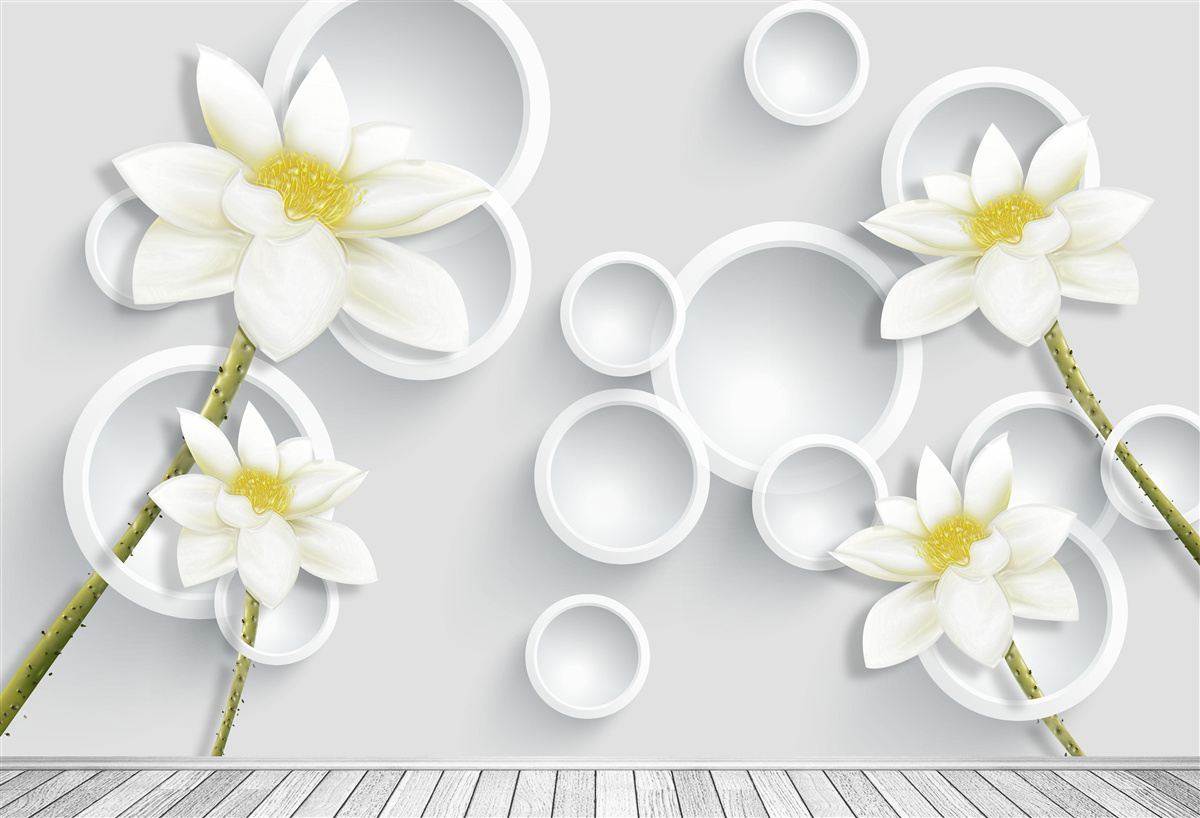 Fototapeta kwiaty są białe z żółtymi środkami