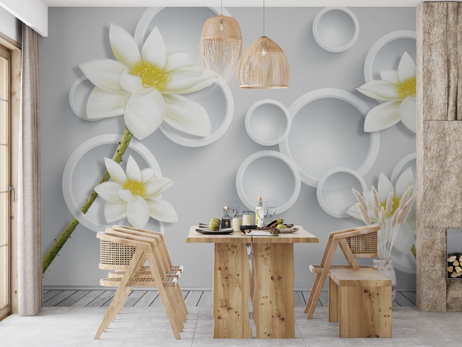 Fototapeta kwiaty są białe z żółtymi środkami