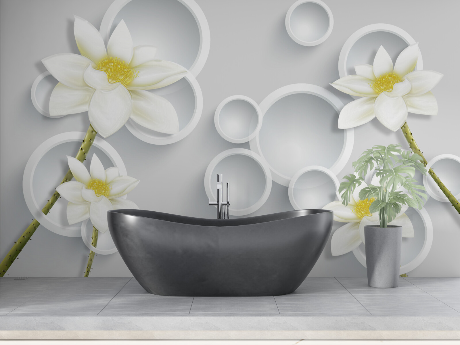 Fototapeta kwiaty są białe z żółtymi środkami