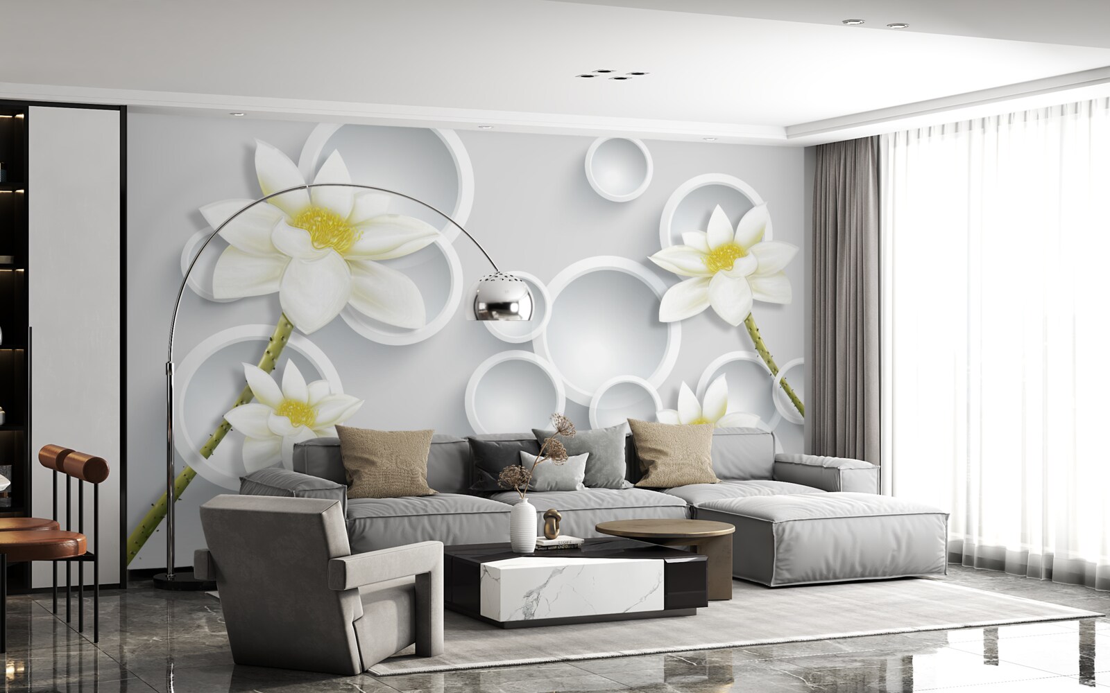 Fototapeta kwiaty są białe z żółtymi środkami