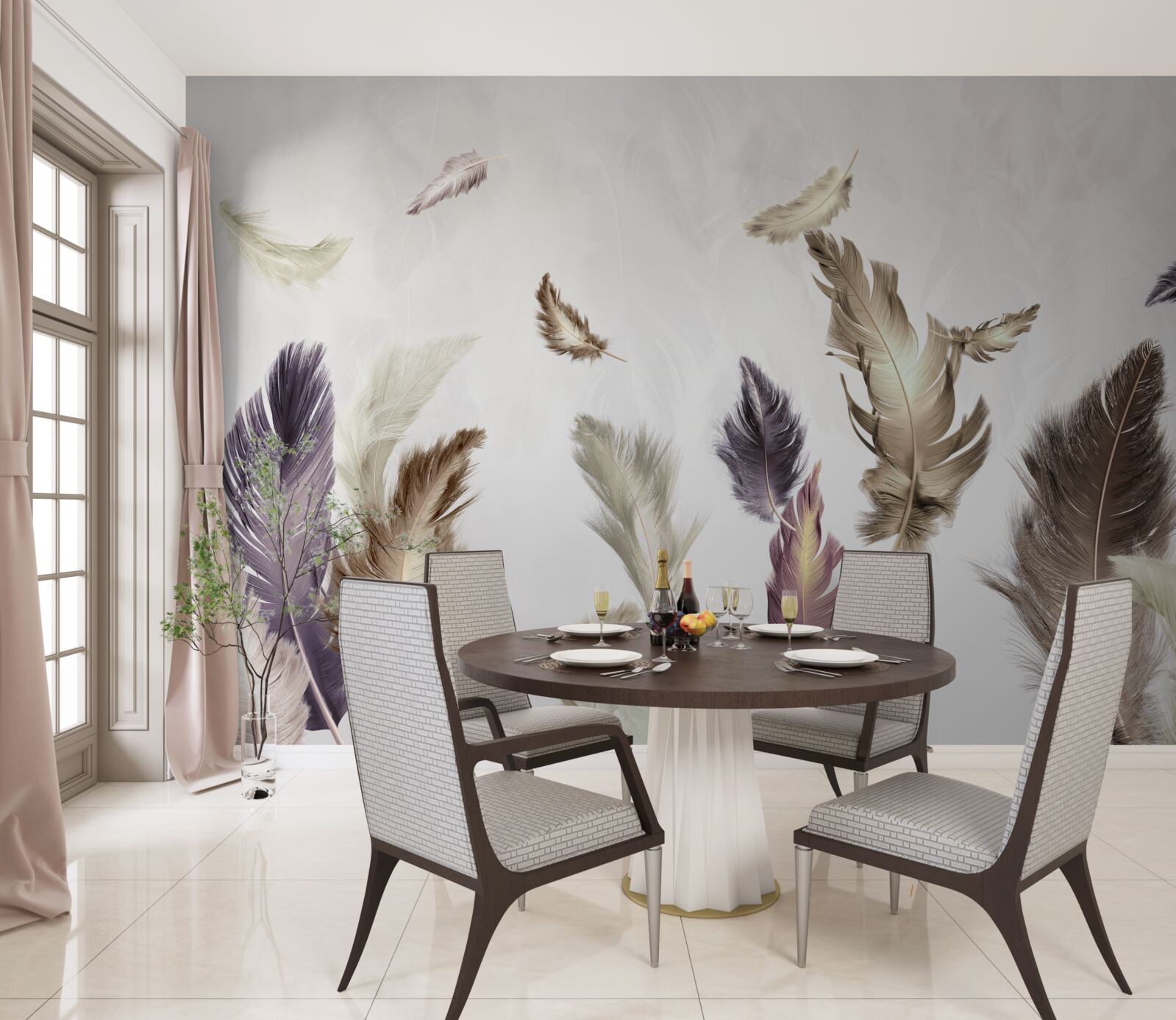 Fototapeta kremowe odcienie piór