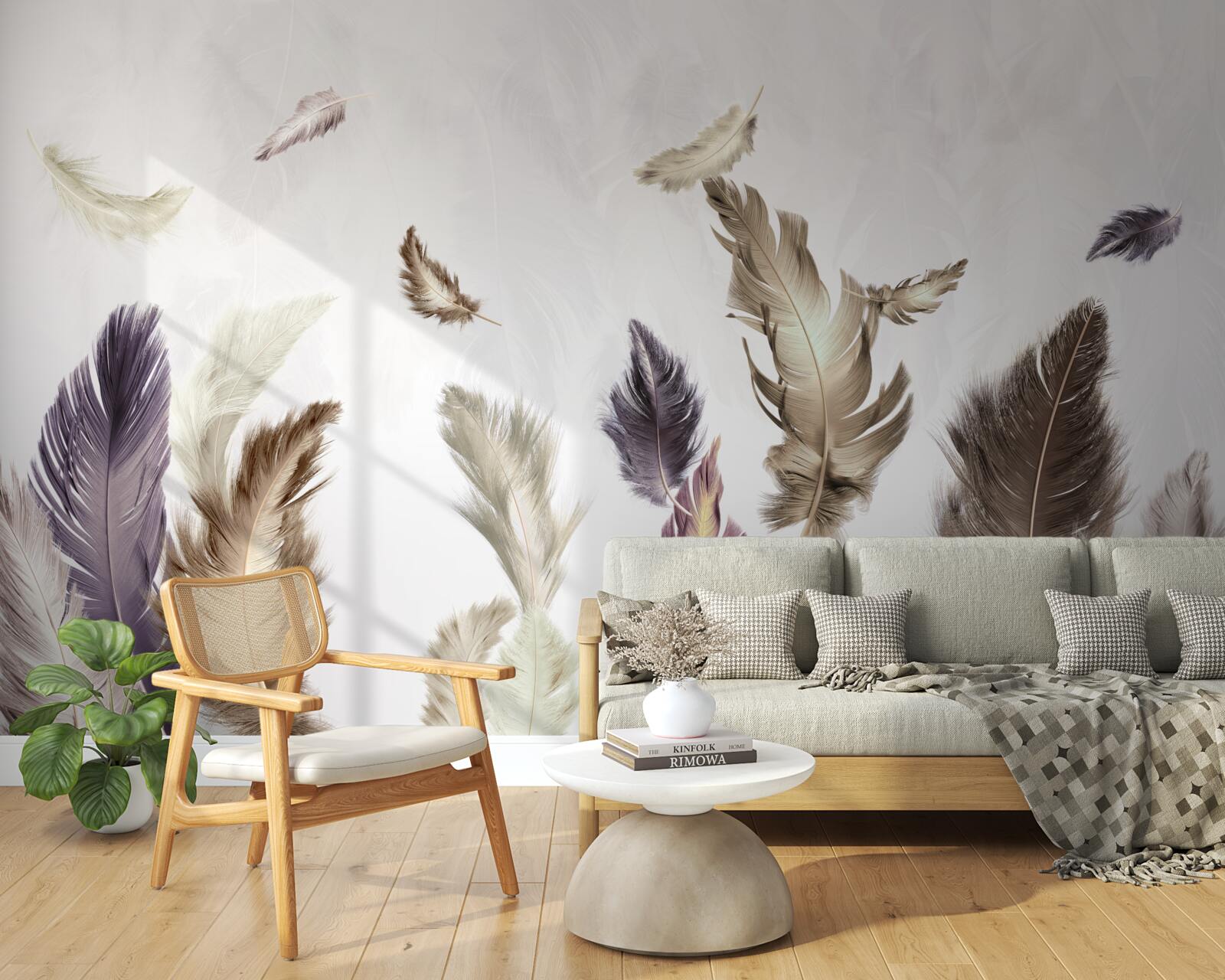 Fototapeta kremowe odcienie piór