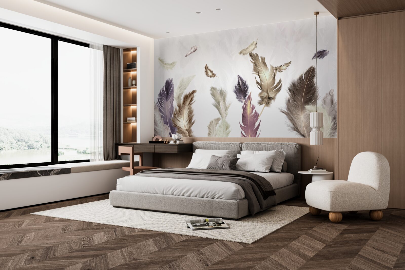 Fototapeta kremowe odcienie piór