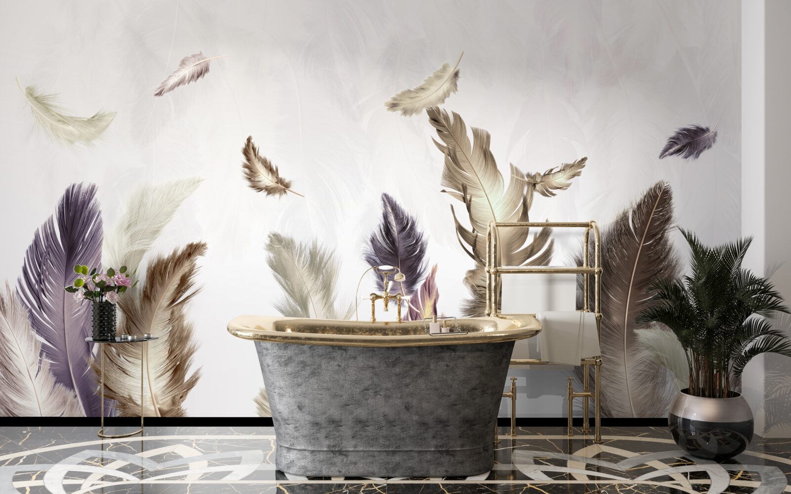 Fototapeta kremowe odcienie piór