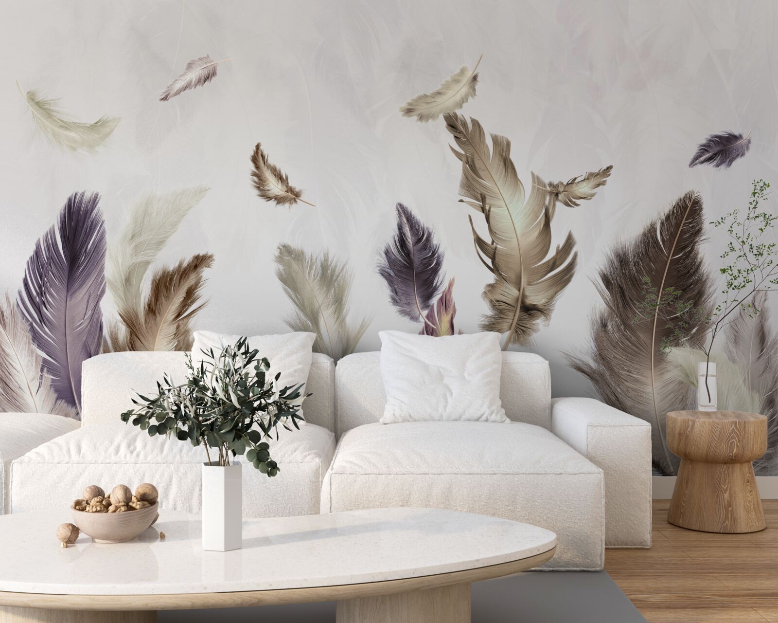 Fototapeta kremowe odcienie piór