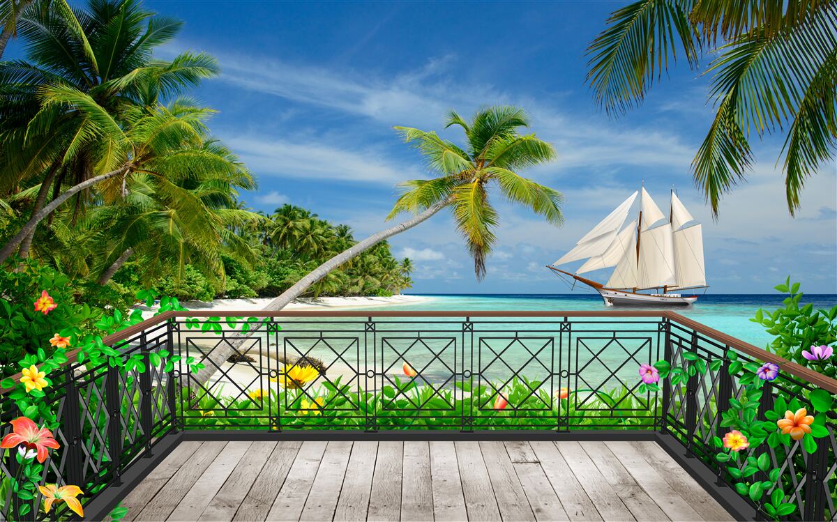 Fototapeta brzeg morza z balkonem