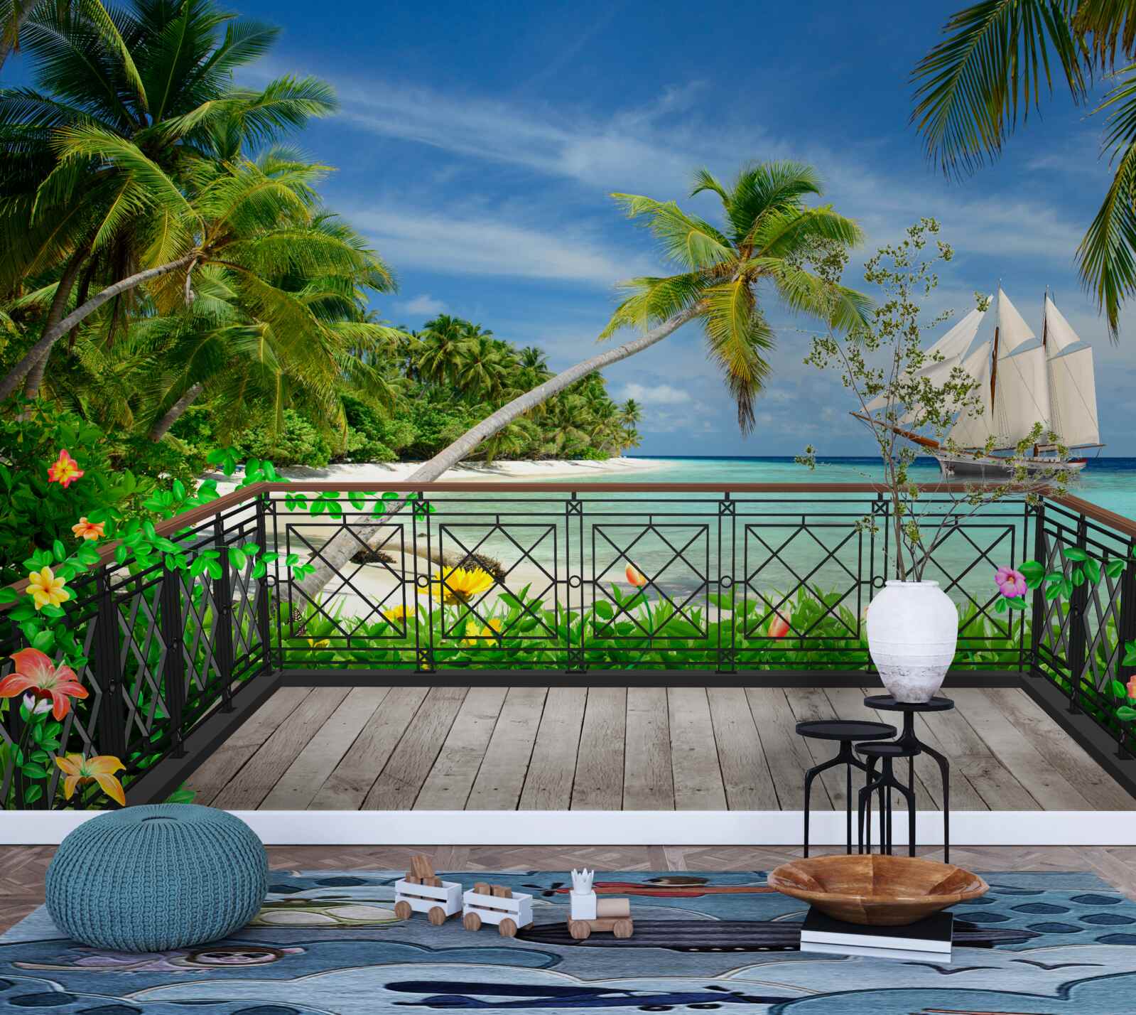 Fototapeta brzeg morza z balkonem