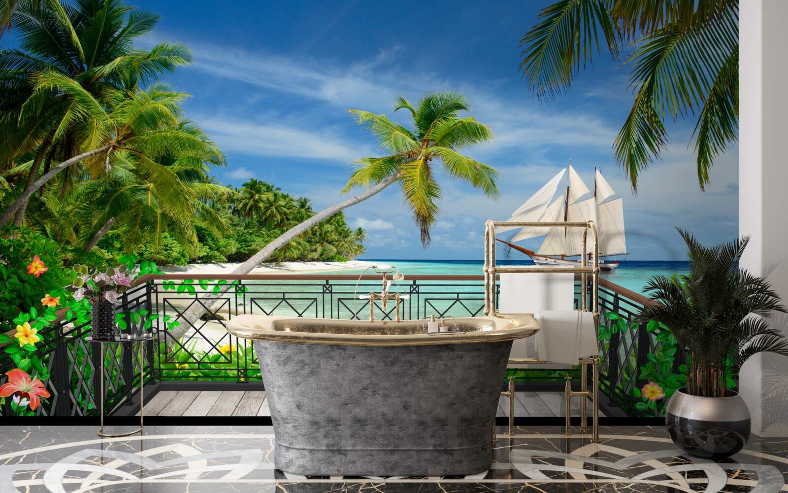 Fototapeta brzeg morza z balkonem