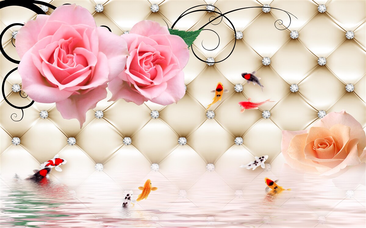 Fototapeta motyle i róże nad życiodajnymi elementami