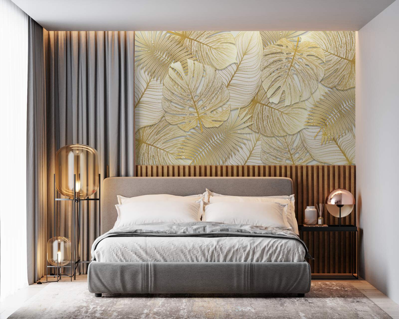 Fototapeta liście tropikalnej monstery są w kolorze złotym i brązowym