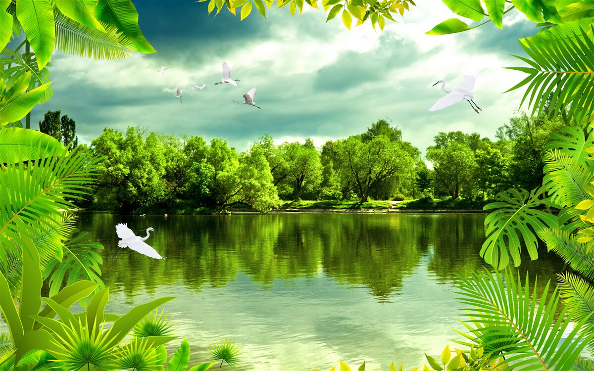 Fototapeta spektakularne jezioro w lesie