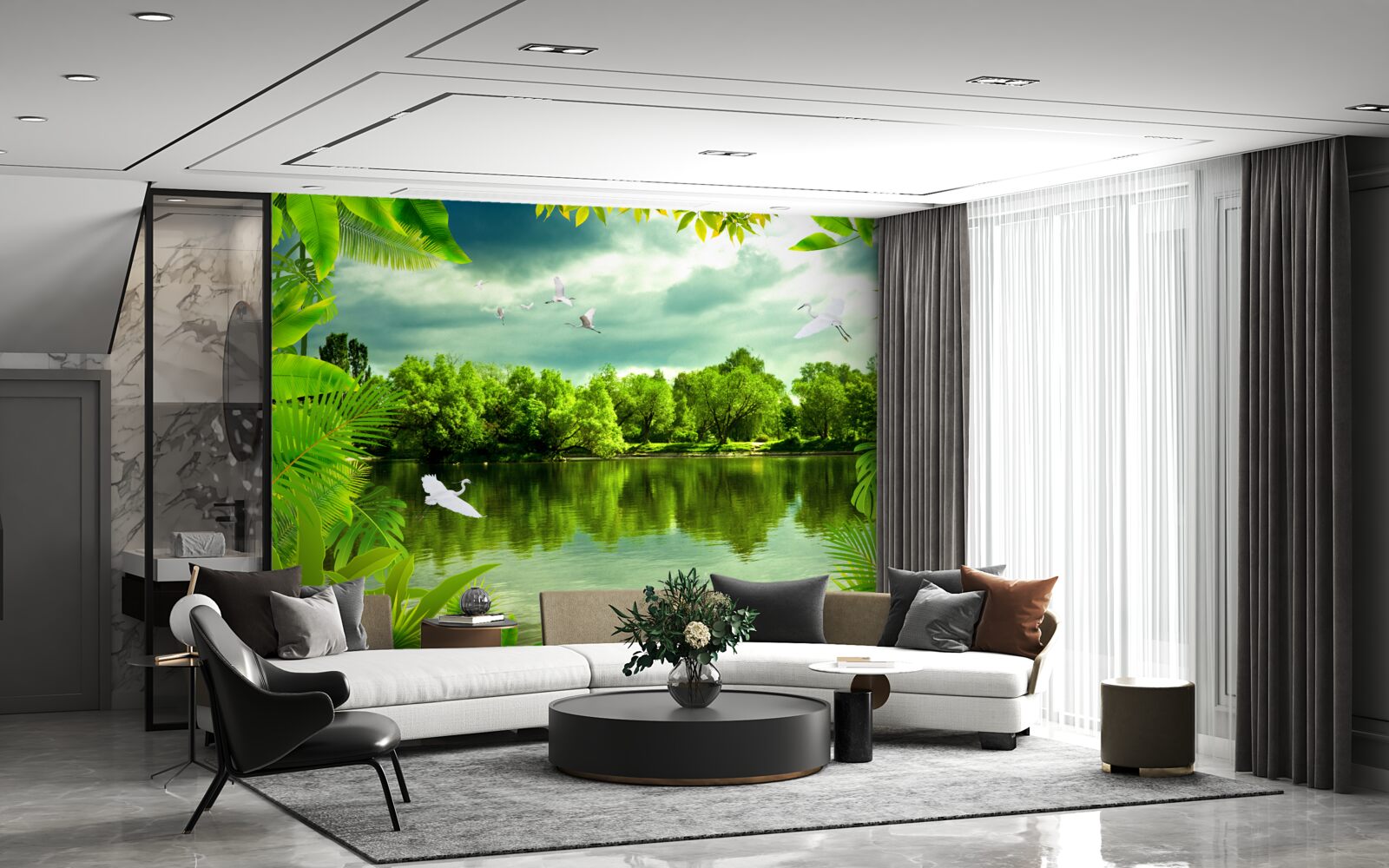 Fototapeta spektakularne jezioro w lesie