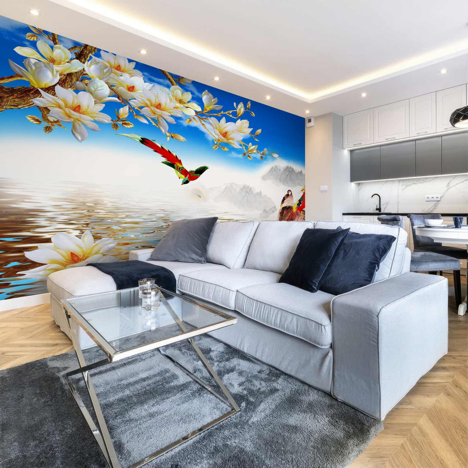 Fototapeta urocze ptaki nad stawem