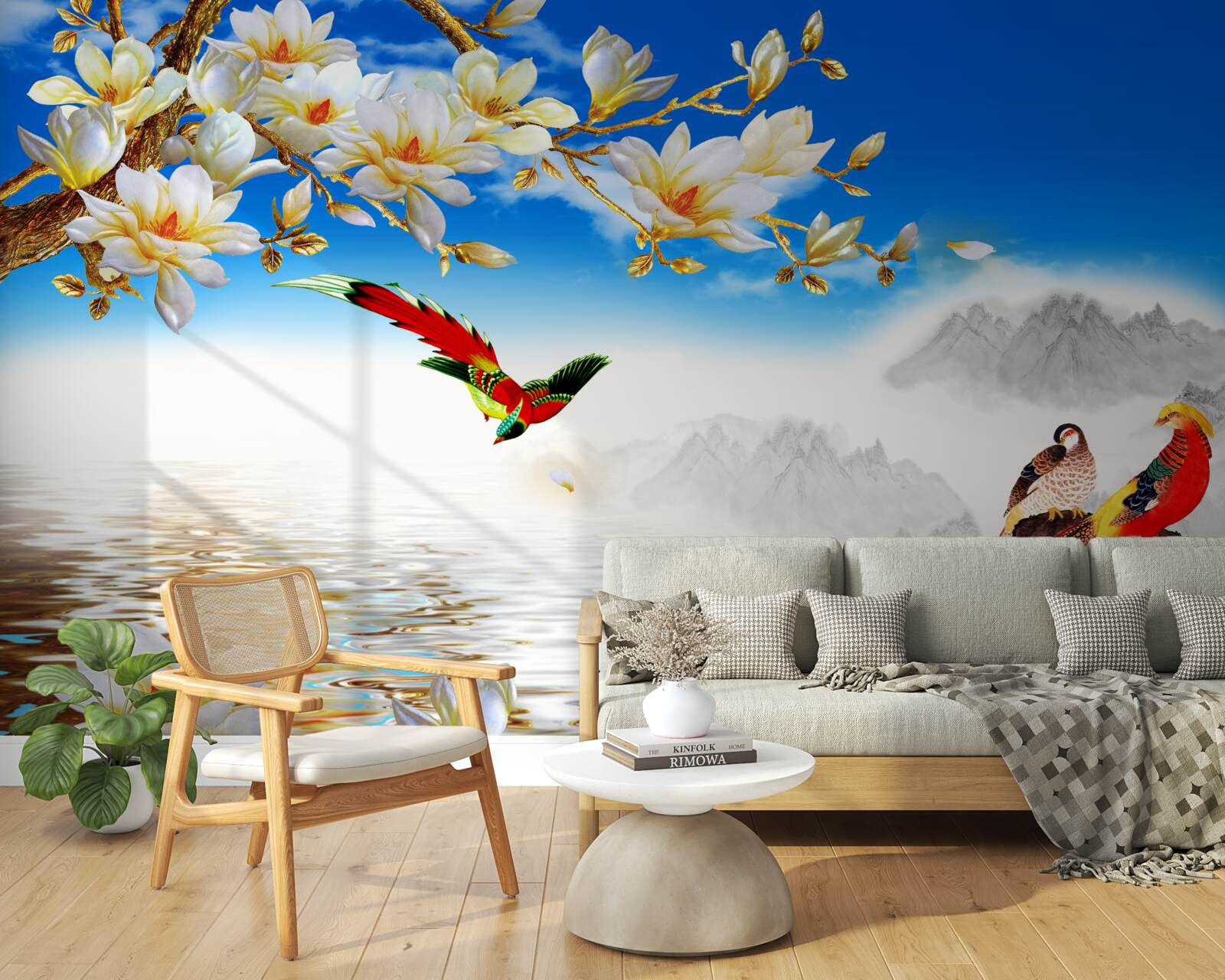 Fototapeta urocze ptaki nad stawem