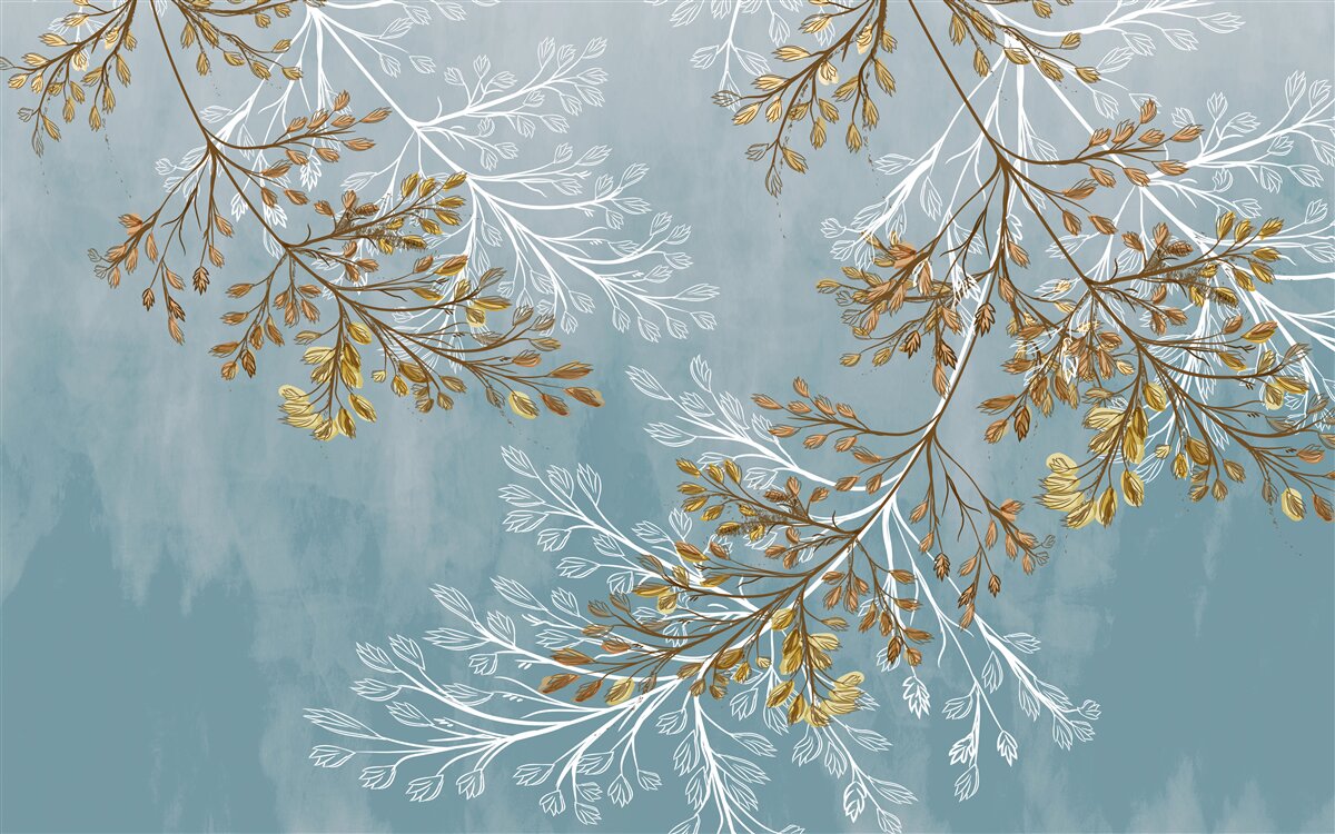 Fototapeta zimą gałęzie są usiane złotymi frędzlami