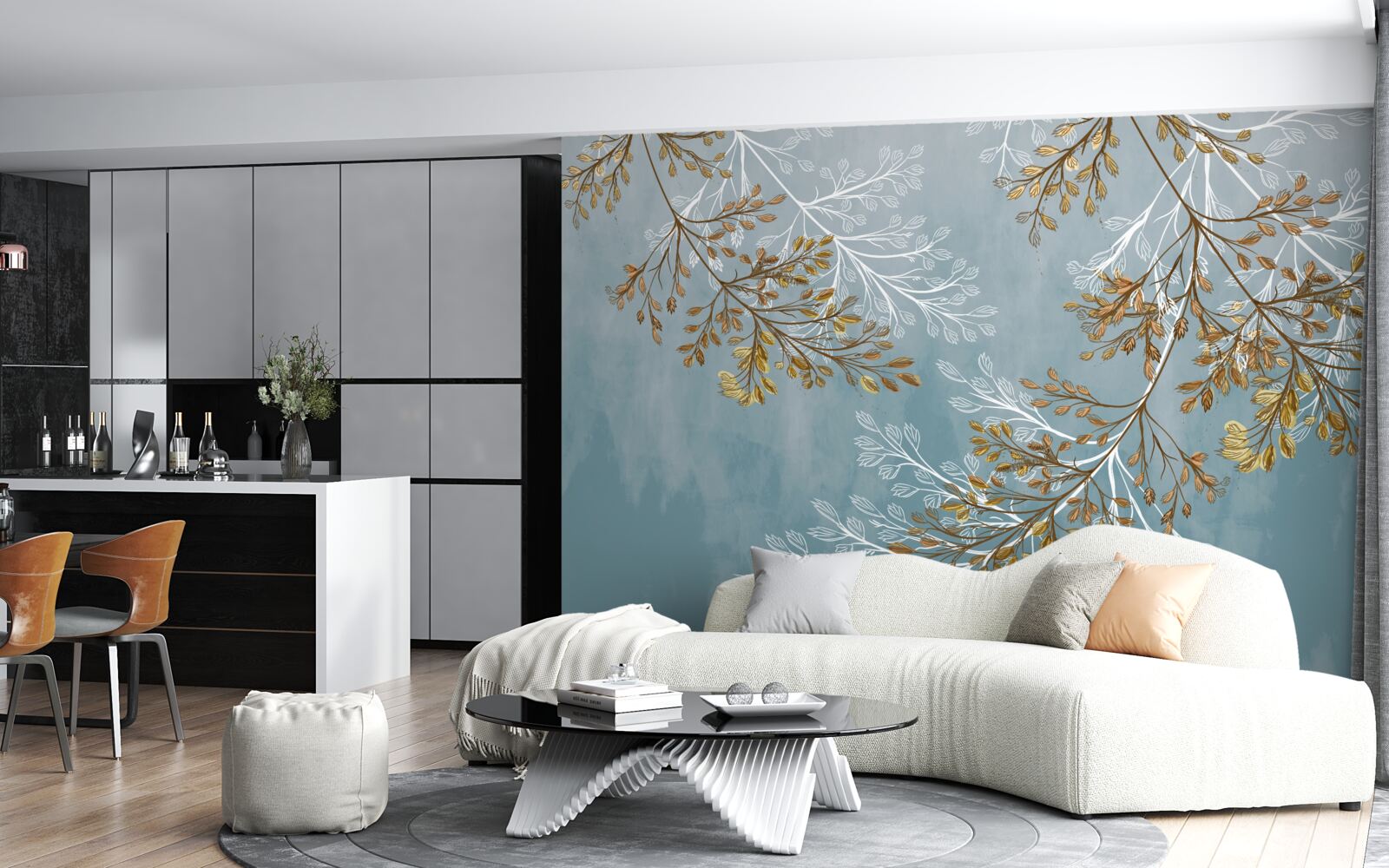 Fototapeta zimą gałęzie są usiane złotymi frędzlami