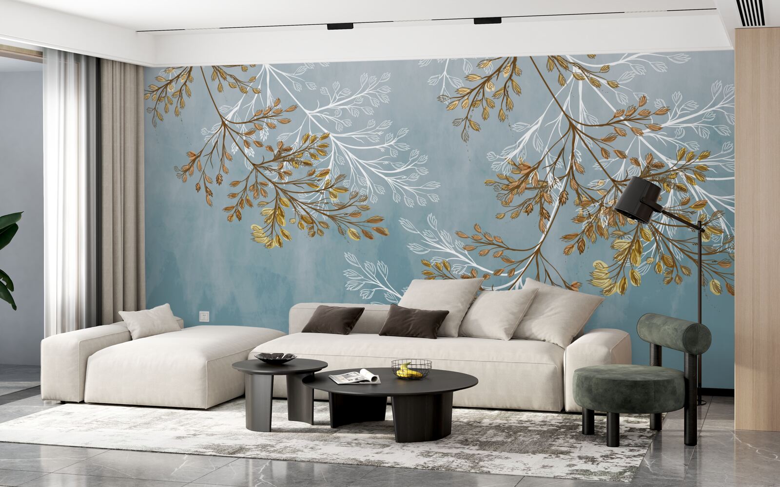 Fototapeta zimą gałęzie są usiane złotymi frędzlami