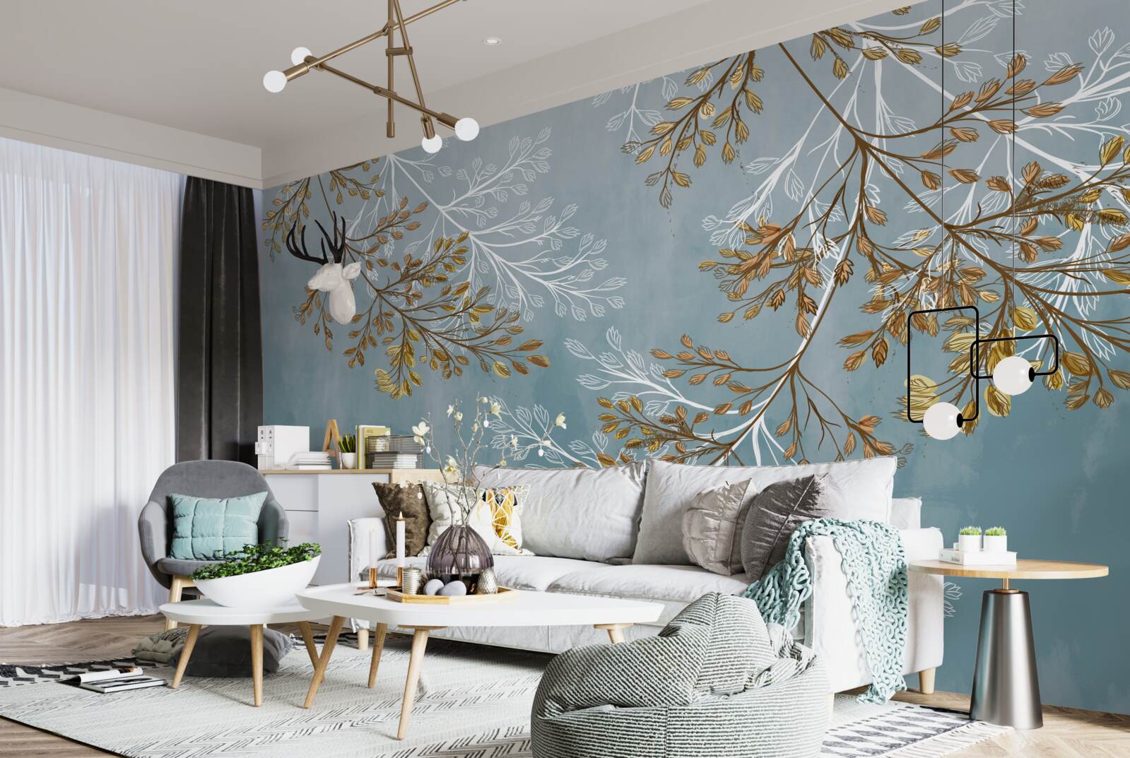 Fototapeta zimą gałęzie są usiane złotymi frędzlami