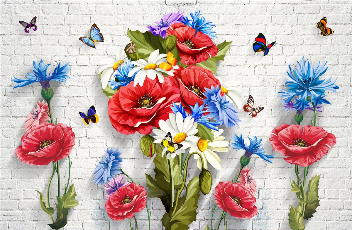 Fototapeta motyle i kwiaty wypełnione blaskiem wiosny