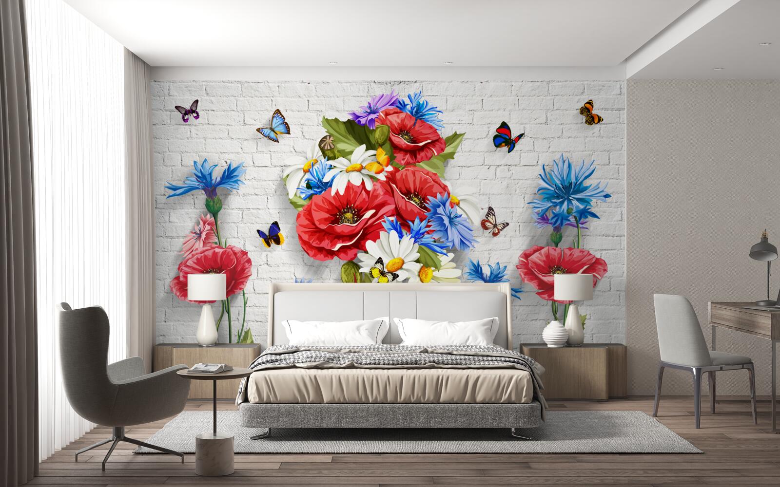 Fototapeta motyle i kwiaty wypełnione blaskiem wiosny