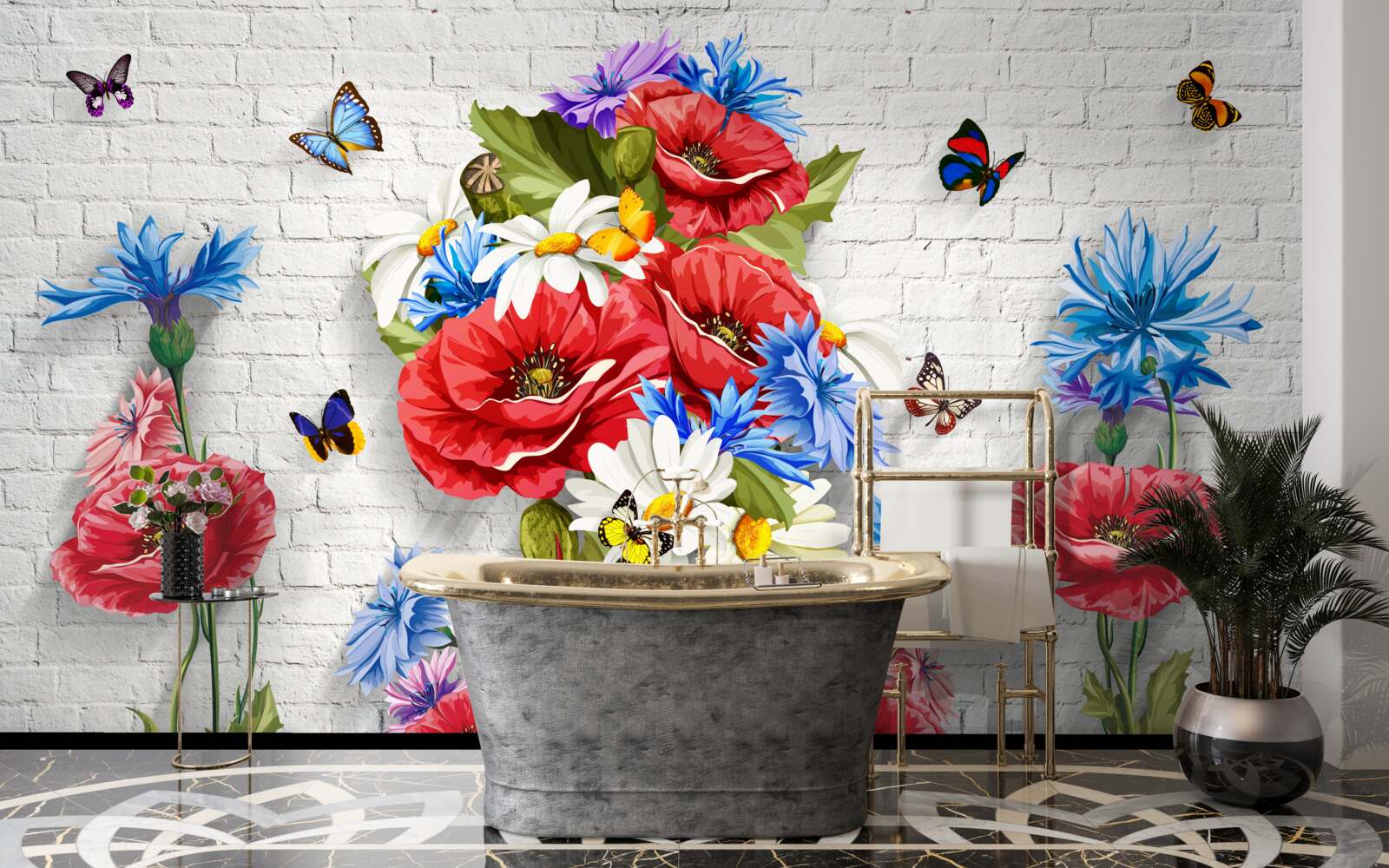Fototapeta motyle i kwiaty wypełnione blaskiem wiosny