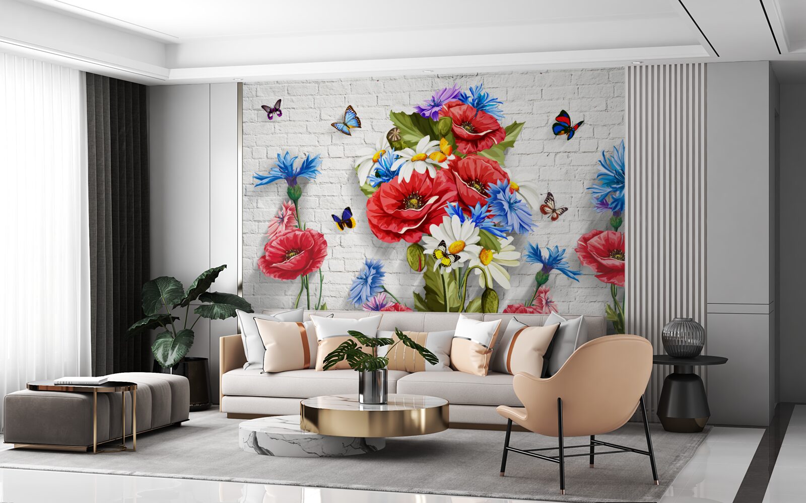 Fototapeta motyle i kwiaty wypełnione blaskiem wiosny