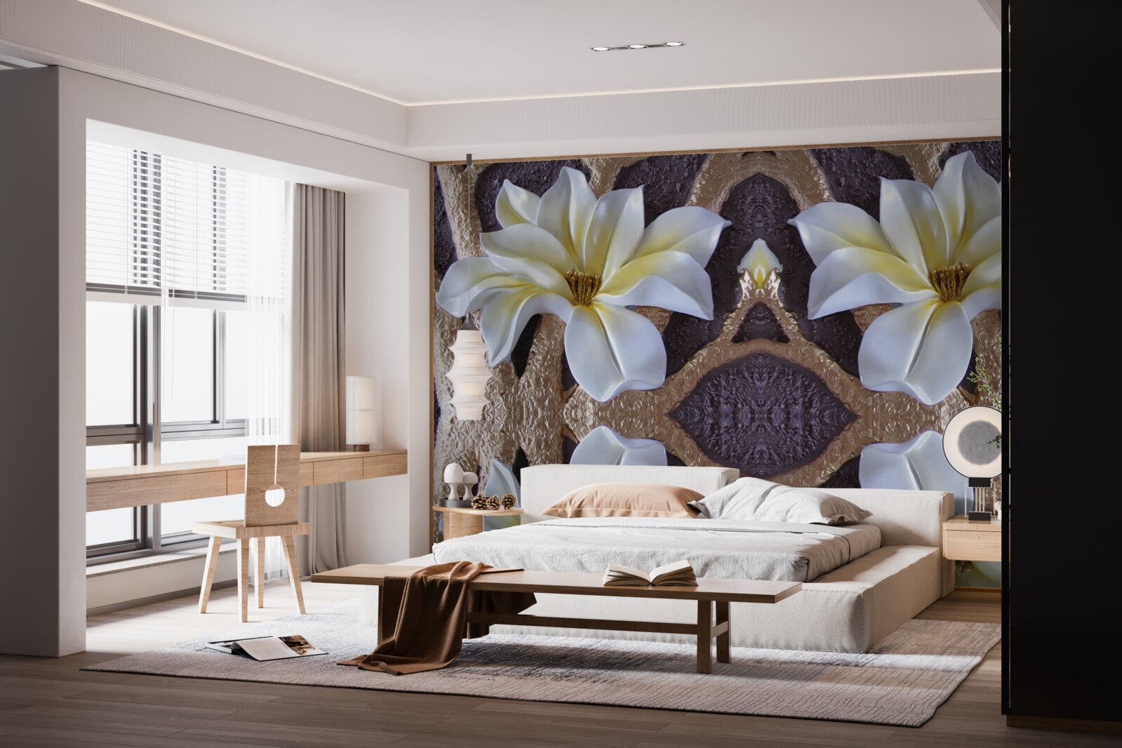 Fototapeta duże białe kwiaty