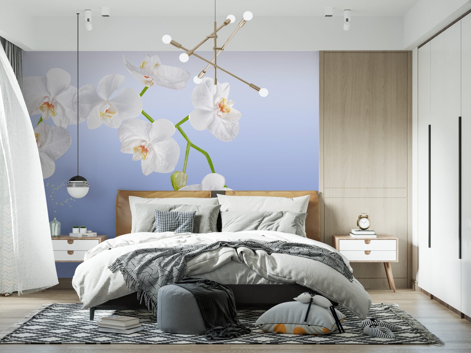 Fototapeta Śnieżnobiała orchidea nad powierzchnią wody