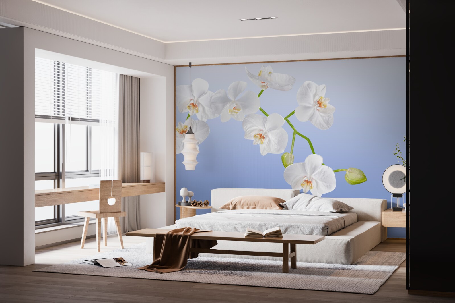 Fototapeta Śnieżnobiała orchidea nad powierzchnią wody