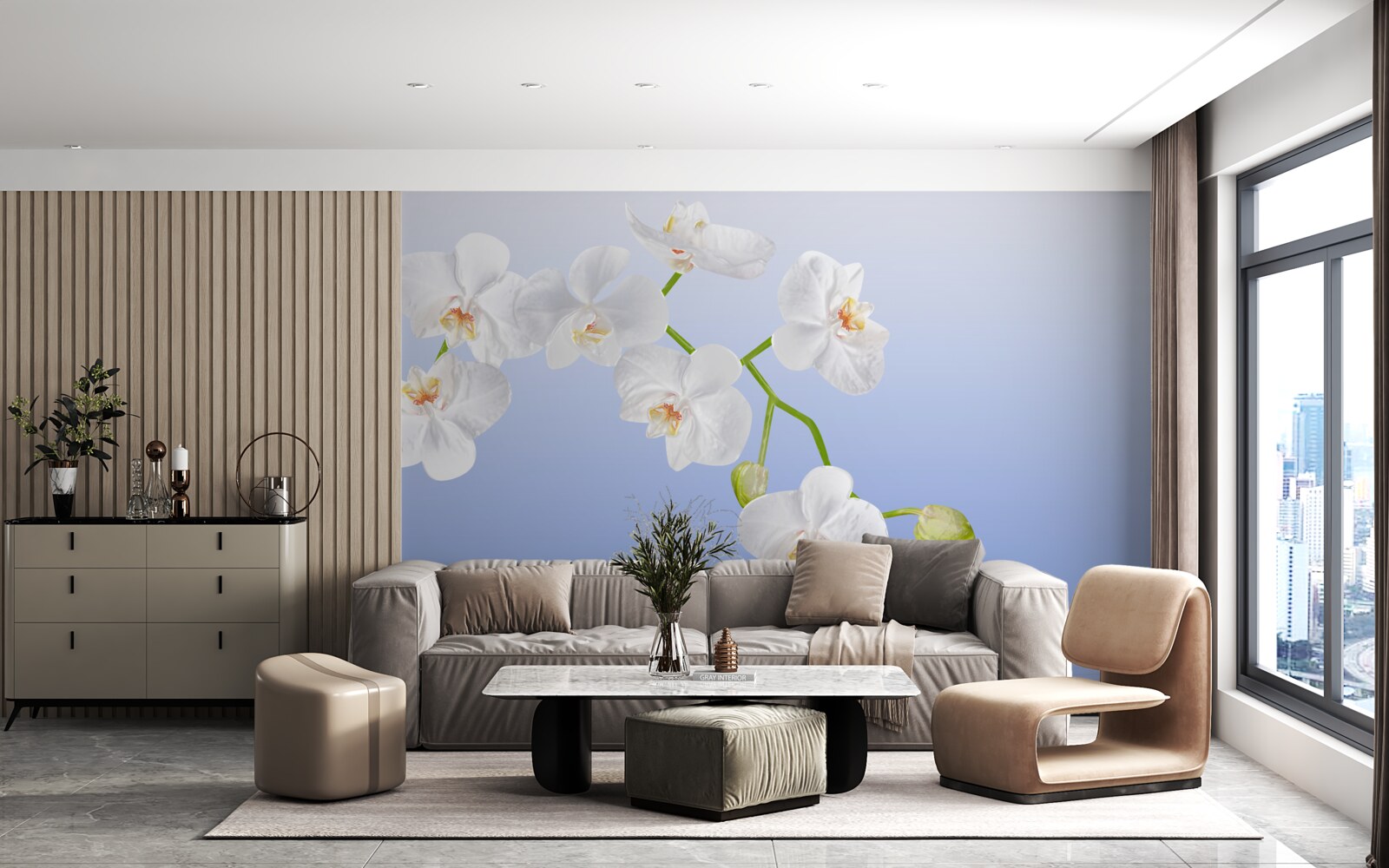 Fototapeta Śnieżnobiała orchidea nad powierzchnią wody