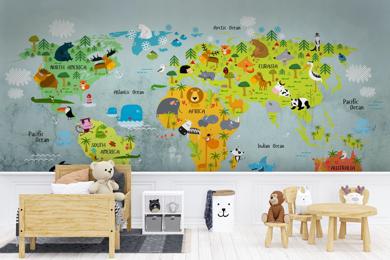 Fototapeta jasna mapa świata dla dzieci