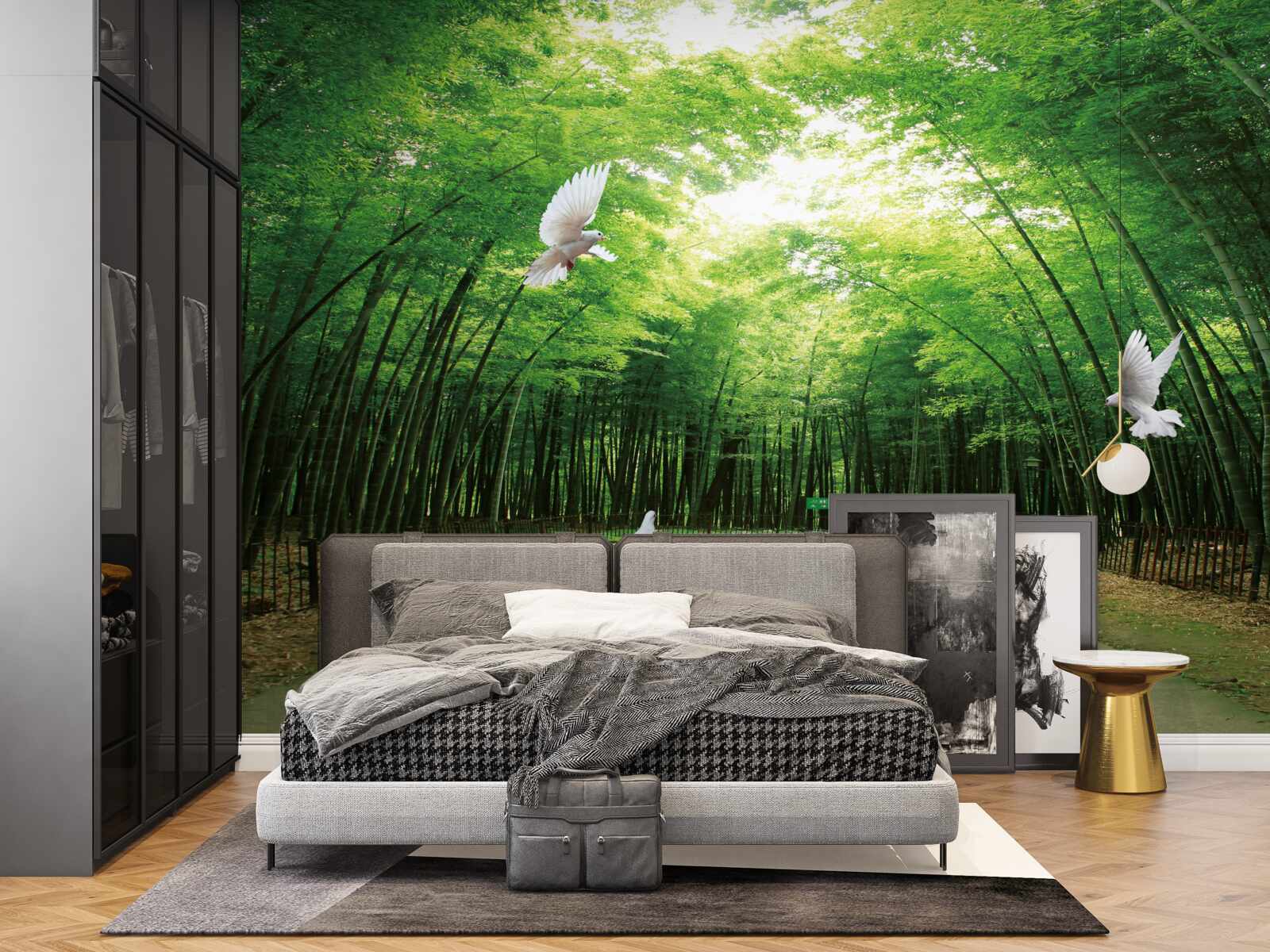 Fototapeta wejdź do ogrodu botanicznego, zagospodarowanego i zamieszkanego przez gołębie