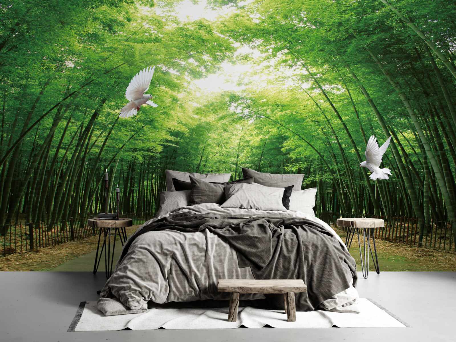 Fototapeta wejdź do ogrodu botanicznego, zagospodarowanego i zamieszkanego przez gołębie