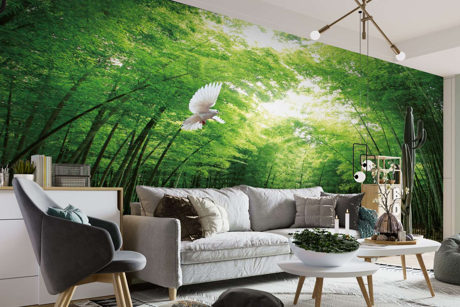 Fototapeta wejdź do ogrodu botanicznego, zagospodarowanego i zamieszkanego przez gołębie