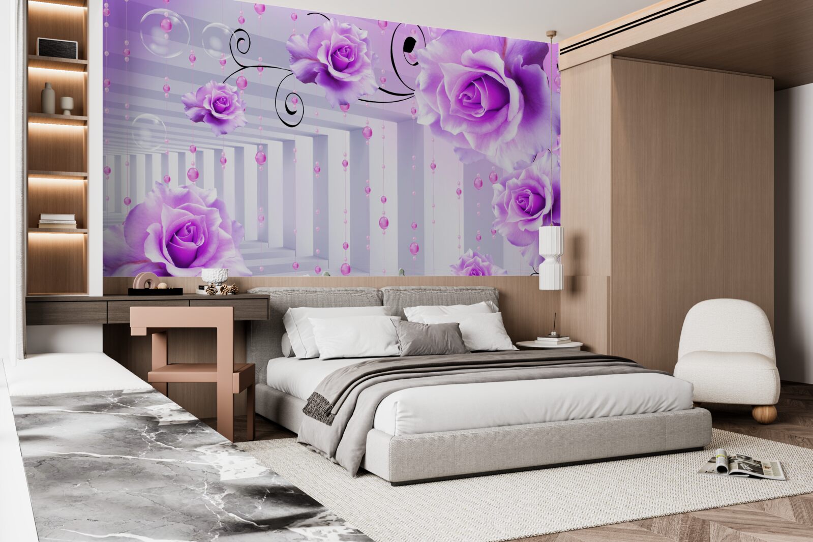 Fototapeta liliowe róże unoszące się na wodzie