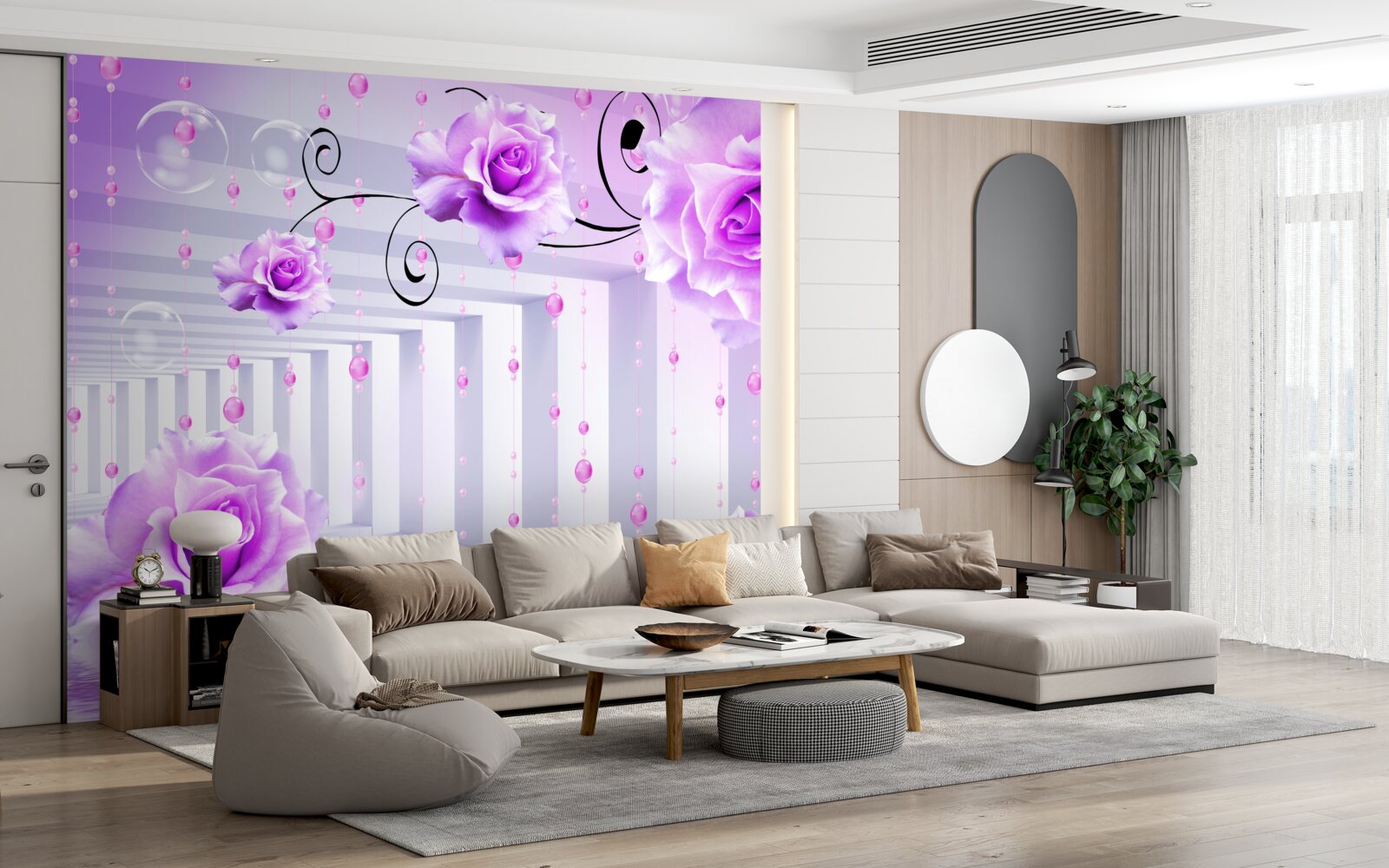 Fototapeta liliowe róże unoszące się na wodzie