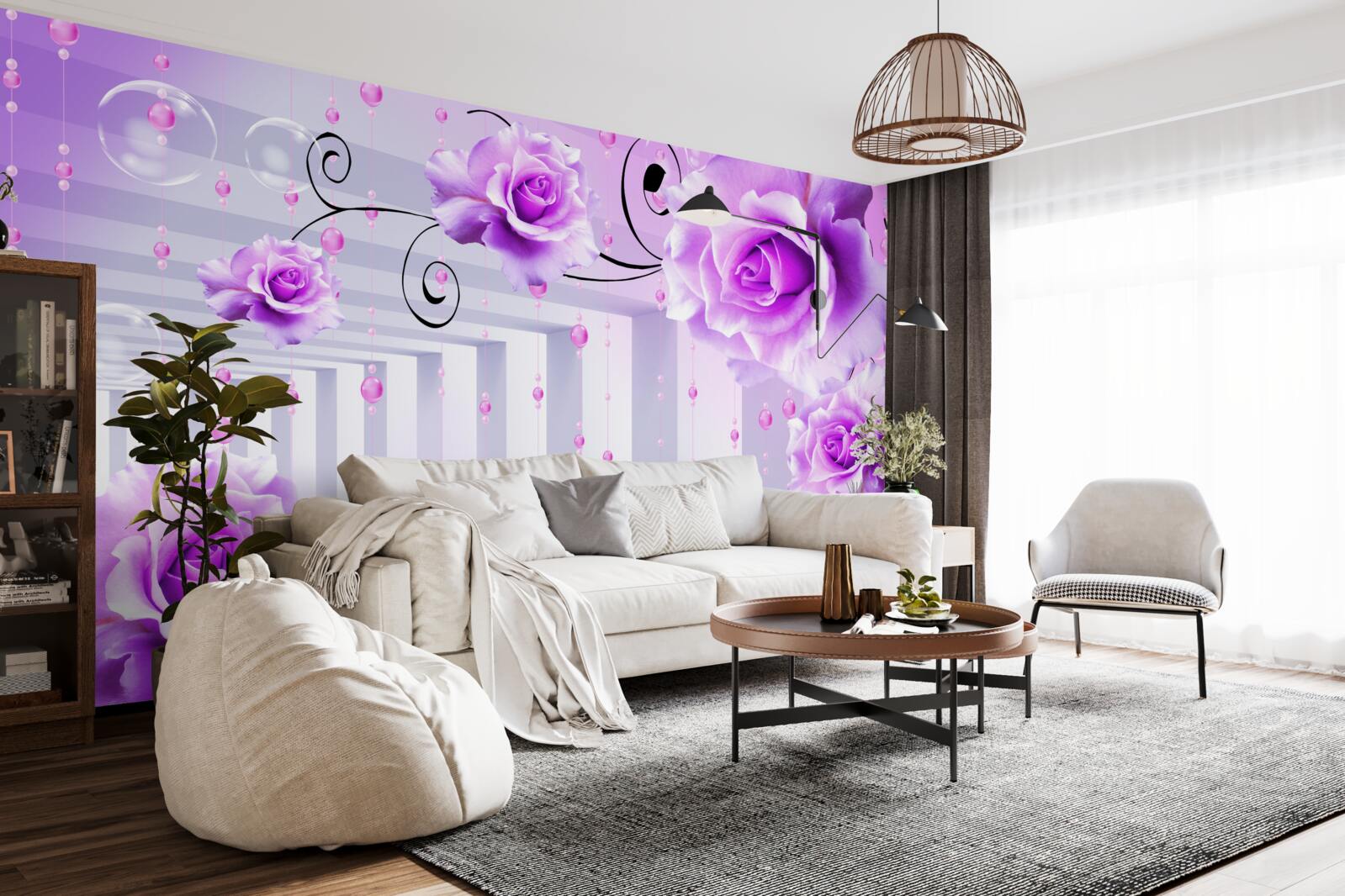 Fototapeta liliowe róże unoszące się na wodzie