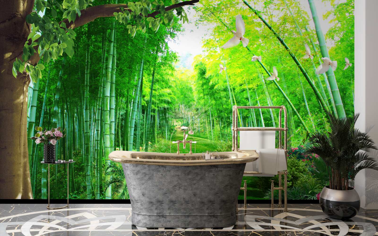 Fototapeta niesamowite odcienie w bambusowym gaju i na szlaku