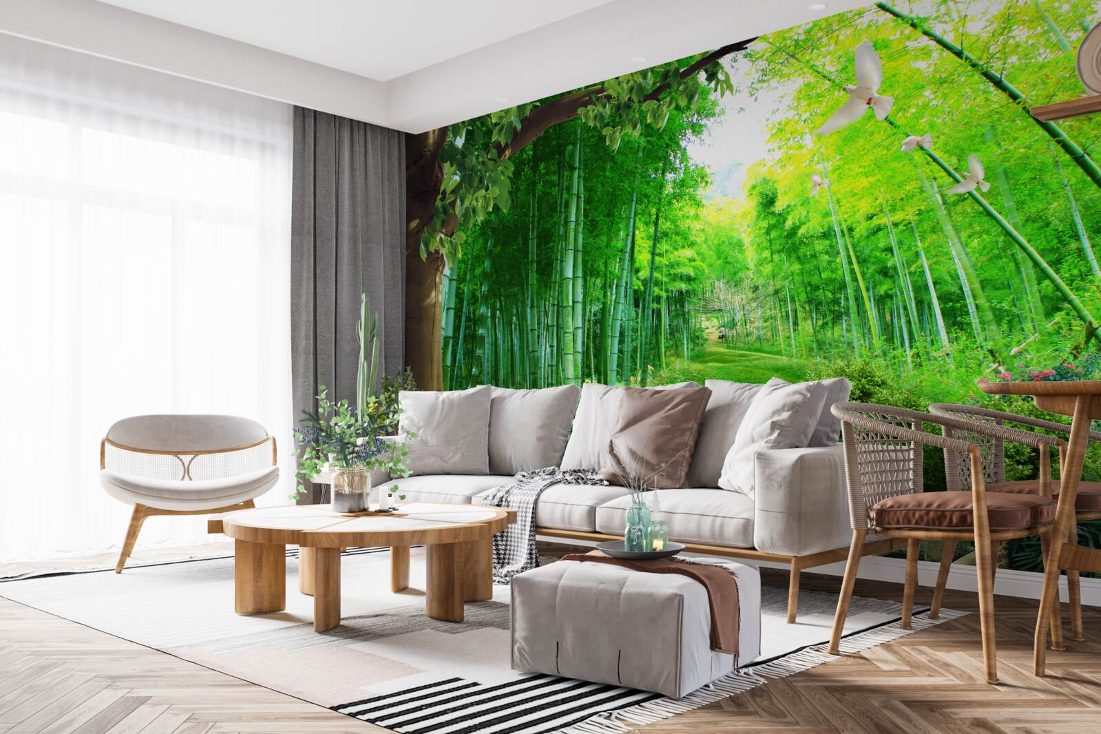 Fototapeta niesamowite odcienie w bambusowym gaju i na szlaku