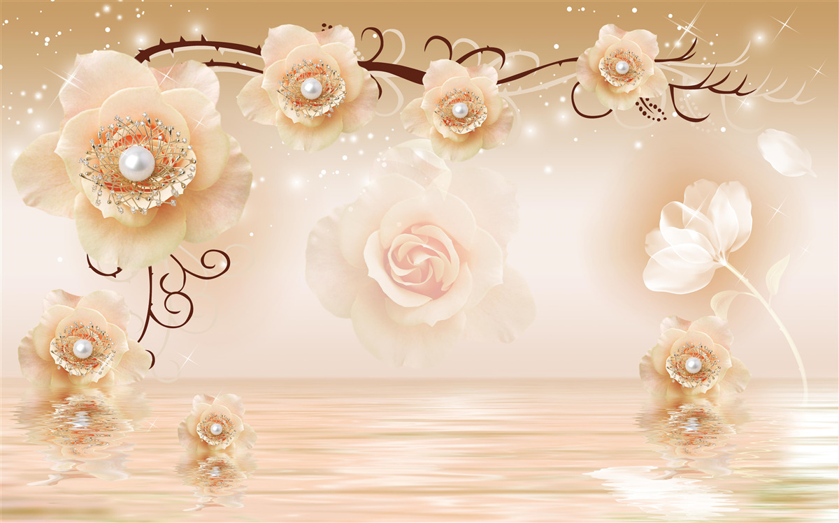 Fototapeta białe perłowe róże