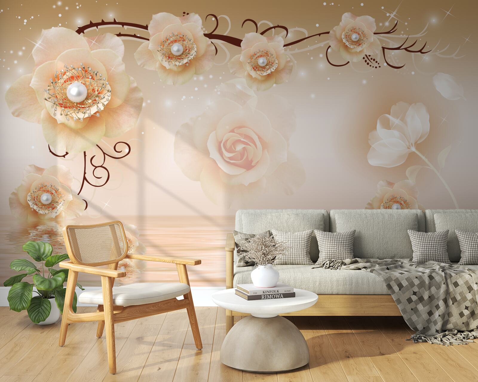 Fototapeta białe perłowe róże