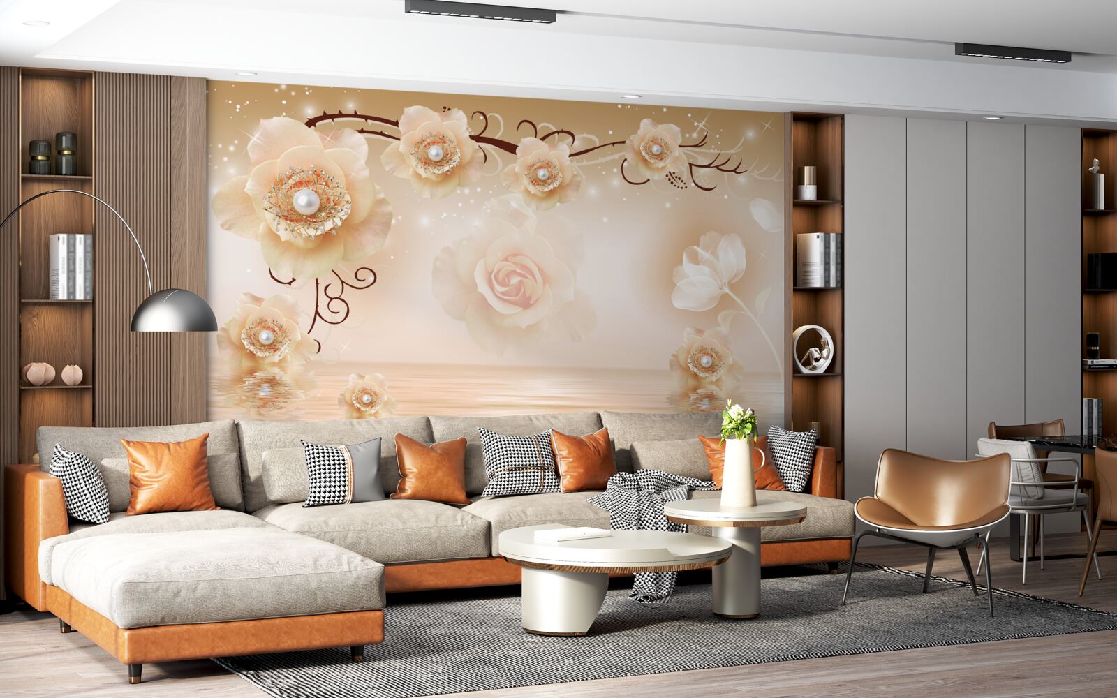 Fototapeta białe perłowe róże