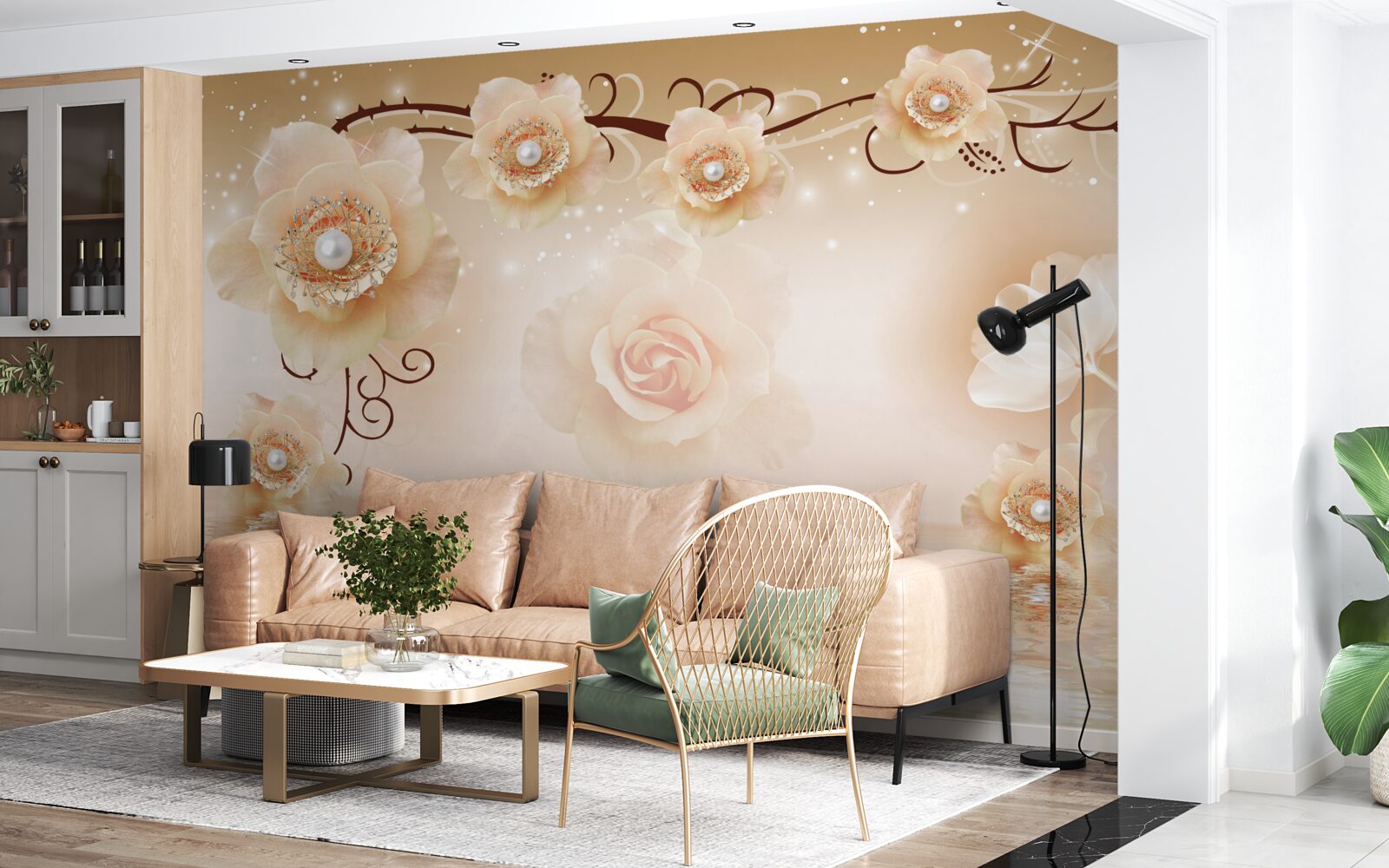 Fototapeta białe perłowe róże