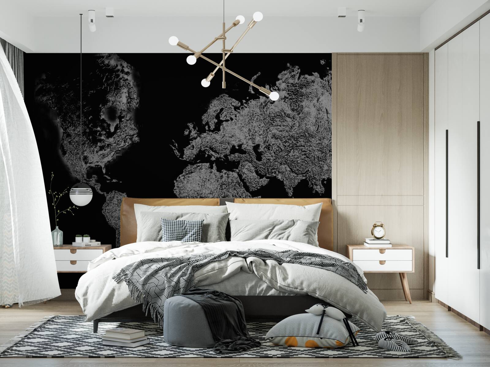 Fototapeta mapa świata z projekcją reliefową