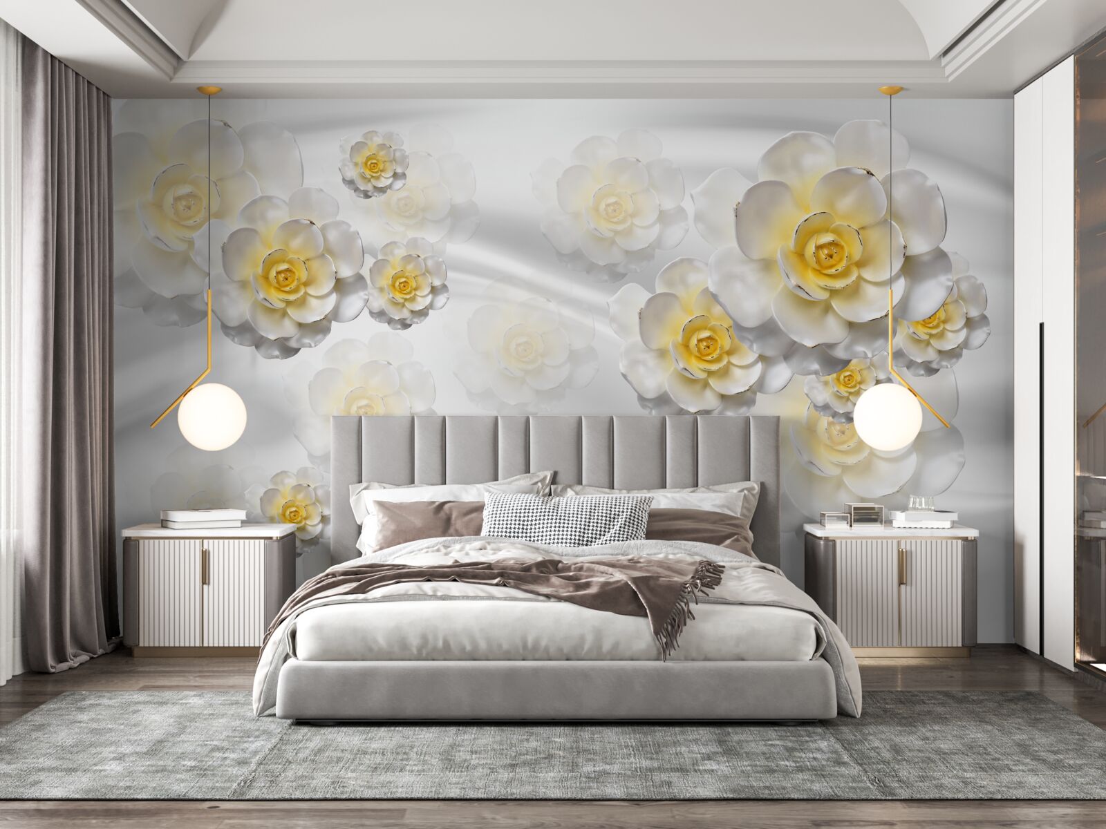 Fototapeta kwiaty są śnieżnobiałe z żółtawym środkiem