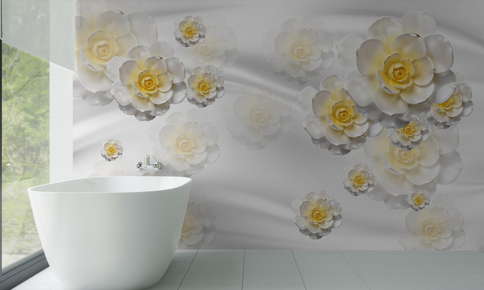 Fototapeta kwiaty są śnieżnobiałe z żółtawym środkiem