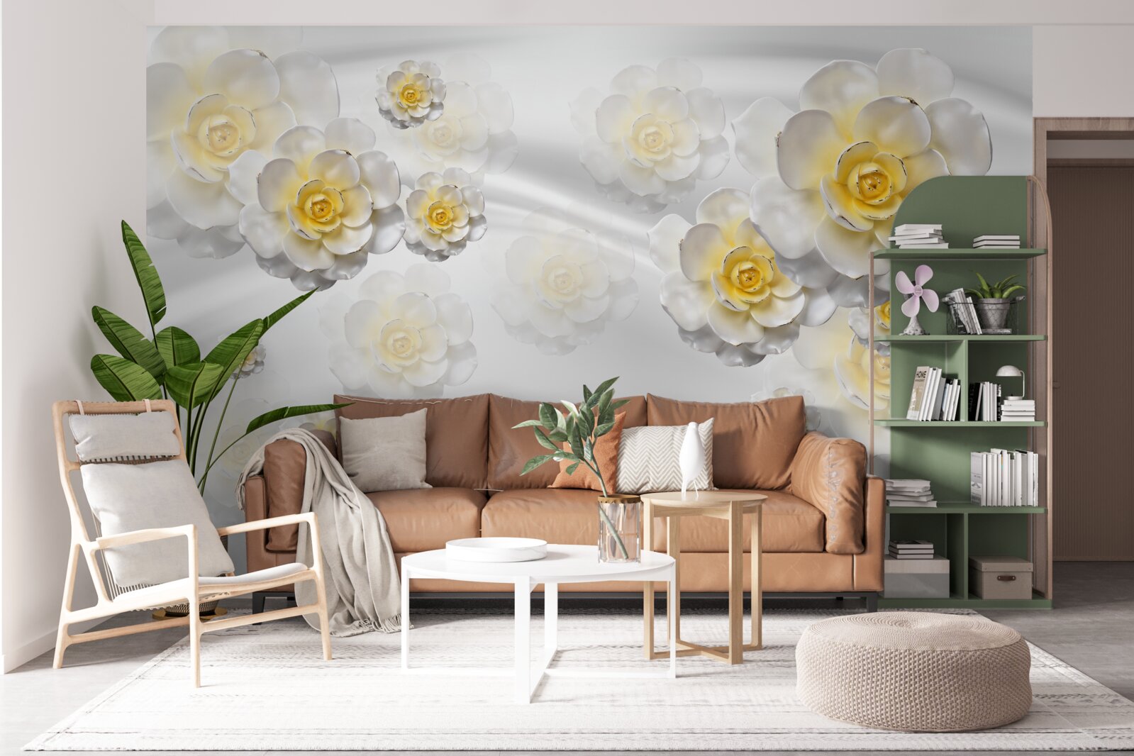 Fototapeta kwiaty są śnieżnobiałe z żółtawym środkiem