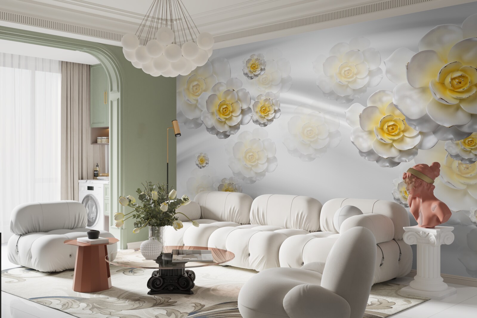 Fototapeta kwiaty są śnieżnobiałe z żółtawym środkiem